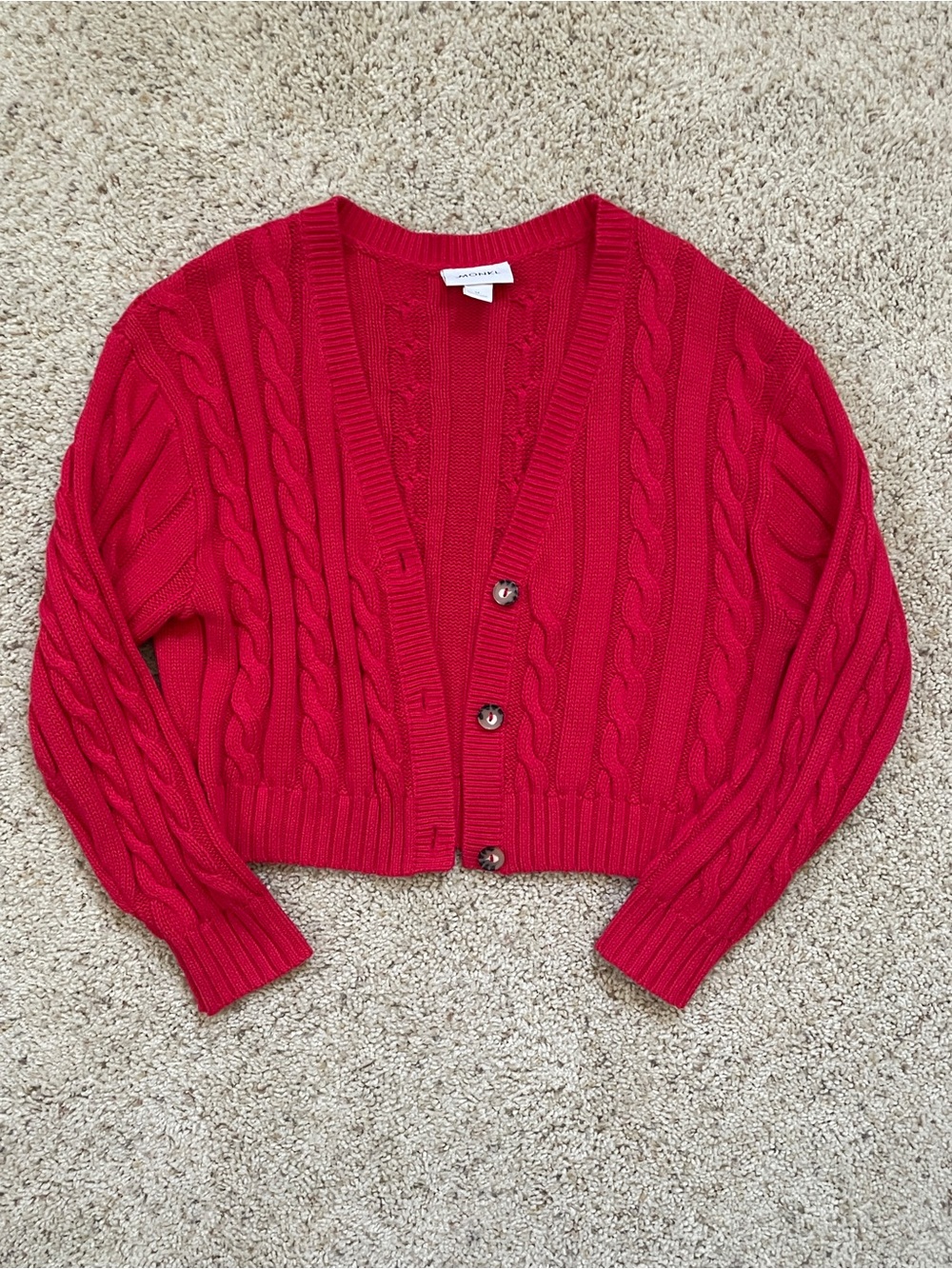Knit Cotton Cropped Cable Knit Sweater
